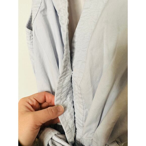 DEREK LAM 10 CROSBY x RTR Light Blue Cotton Button Front Tie Waist Romper 36 - Picture 8 of 14